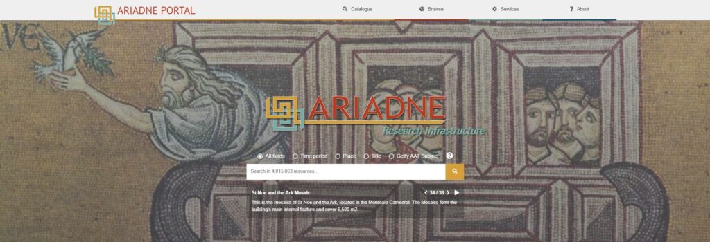 A screenshot of the ARIADNEplus portal website