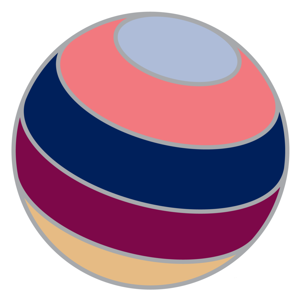 The Internet archaeology logo consisting of a multicoloured globe 