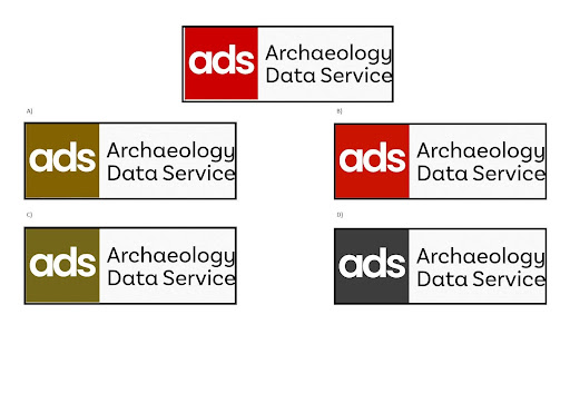 The ADS logo shown as its original format, as well as edited as to show how it look to those with different forms of colour blindness