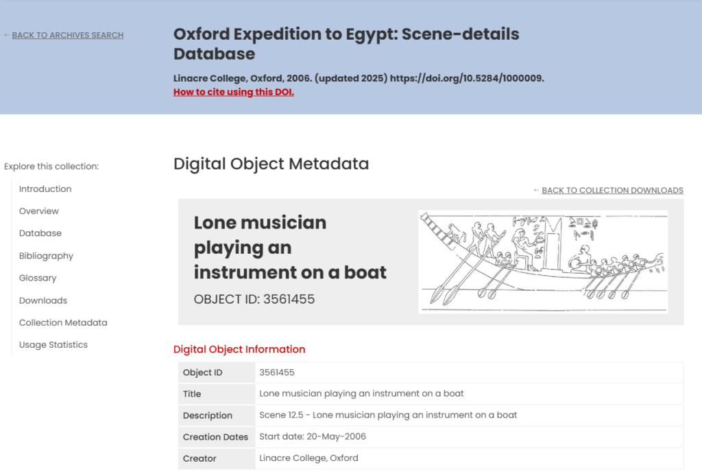 A screenshot of the OEE archive showing an example of the new layout 