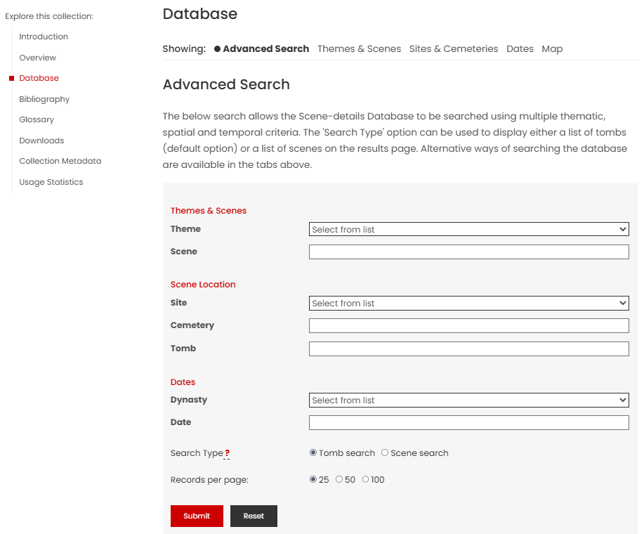 A screenshot of the advanced search page
