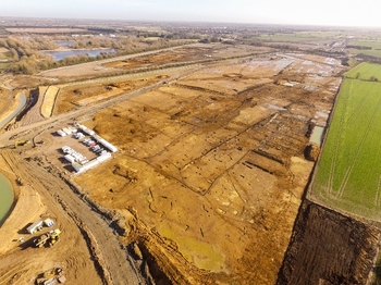 Around 1.35 square miles of archaeology is being investigated on A14. © A14C2H courtesy of MOLA Headland Infrastructure.