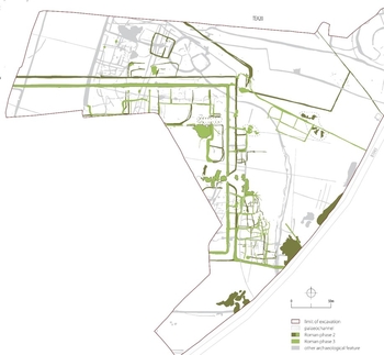 Plan of the mid to late Roman phase of the probable villa settlement at TEA20. © A14C2H courtesy of MOLA Headland Infrastructure.