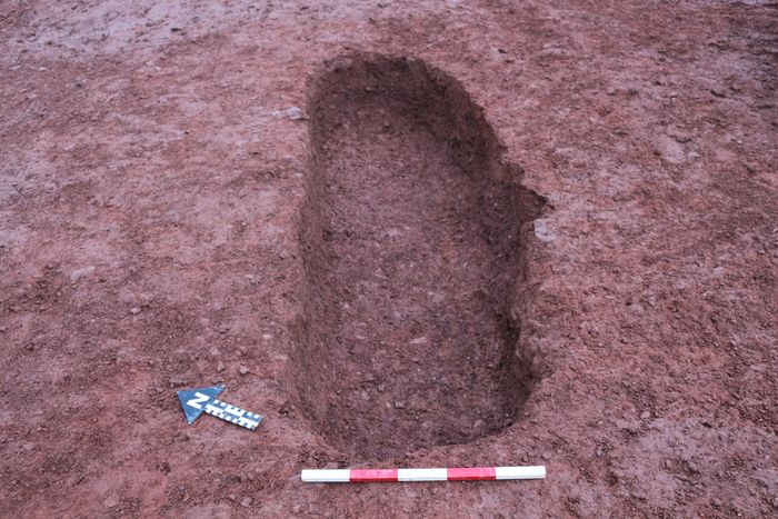 Thumbnail of RAMM 18 03: Possible Grave Pit 624 post excavation looking SW