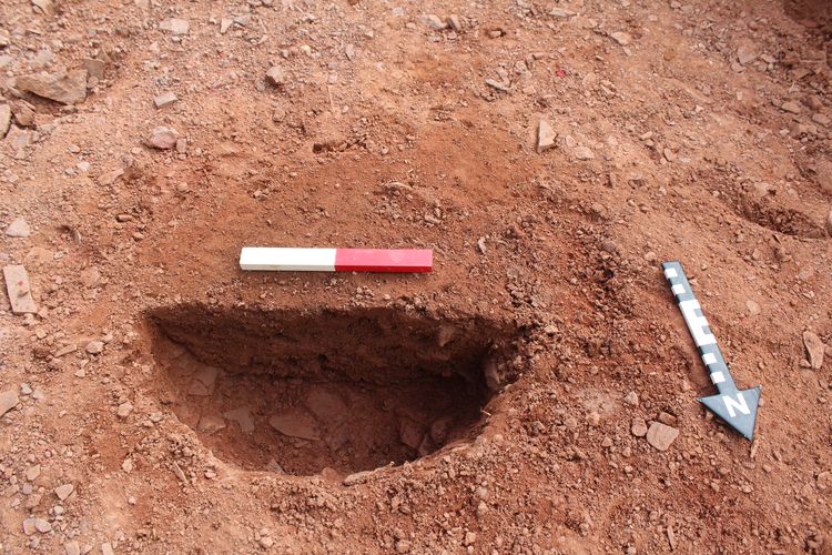 Thumbnail of S facing shot of posthole 4304