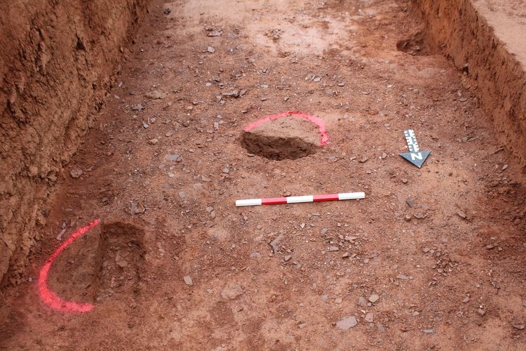 Thumbnail of S facing shot of postholes 4304 4306 and 4308