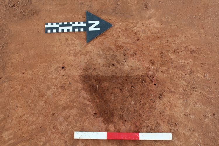 Thumbnail of W facing shot of posthole 47056