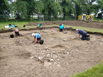 WallCAP volunteers excavating at Corbridge in July 2021. Copyright: Kathryn Murphy – WallCAP, Newcastle University (July 2021)