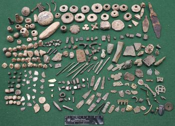 Selection of metal-detected finds from Torksey (Image: Andrew Woods, Fitzwilliam Museum)