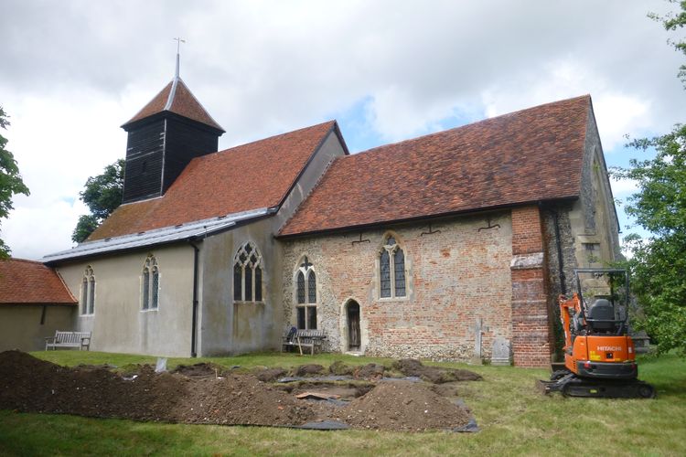 colchest3-390227: Site Data from an Archaeological Evaluation at St Barnabas' Church, Lamarsh Road, Alphamstone, Essex, June 2020. Copyright:  Colchester Archaeological Trust