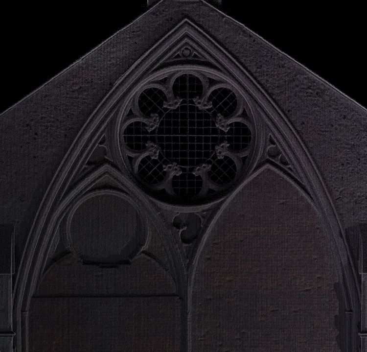 Thumbnail of Orthorectified image of point cloud showing external elevation of tracery in window C13.w (nave) at Binham Priory in England (UK).
