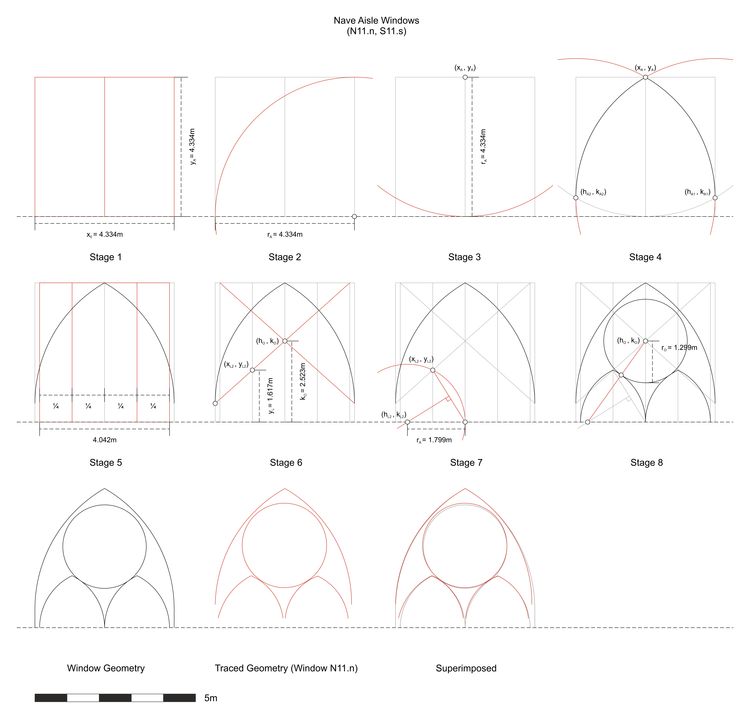 Thumbnail of Hypothesised step-by-step design process for window tracery in window N11.n (nave aisle) at Reims Cathedral in France.