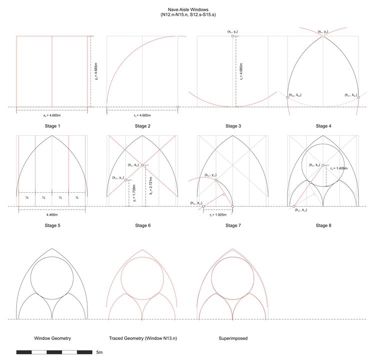 Thumbnail of Hypothesised step-by-step design process for window tracery in windows N12.n-N15.n (nave aisle) at Reims Cathedral in France.