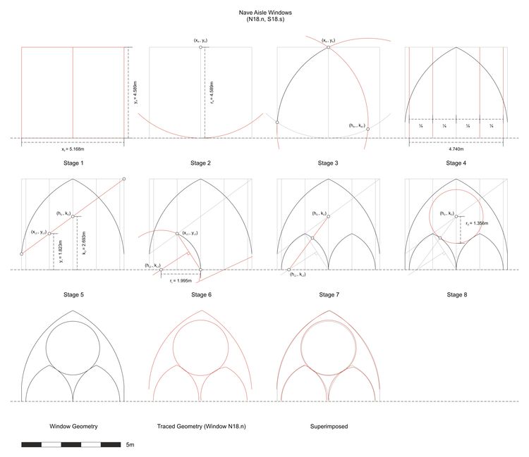 Thumbnail of Hypothesised step-by-step design process for window tracery in window N18.n (nave aisle) at Reims Cathedral in France.