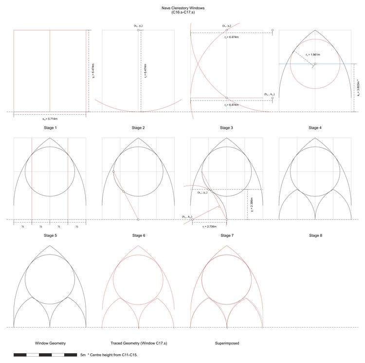 Thumbnail of Hypothesised step-by-step design process for window tracery in windows C16.n-C17.n (nave clerestory) at Reims Cathedral in France.