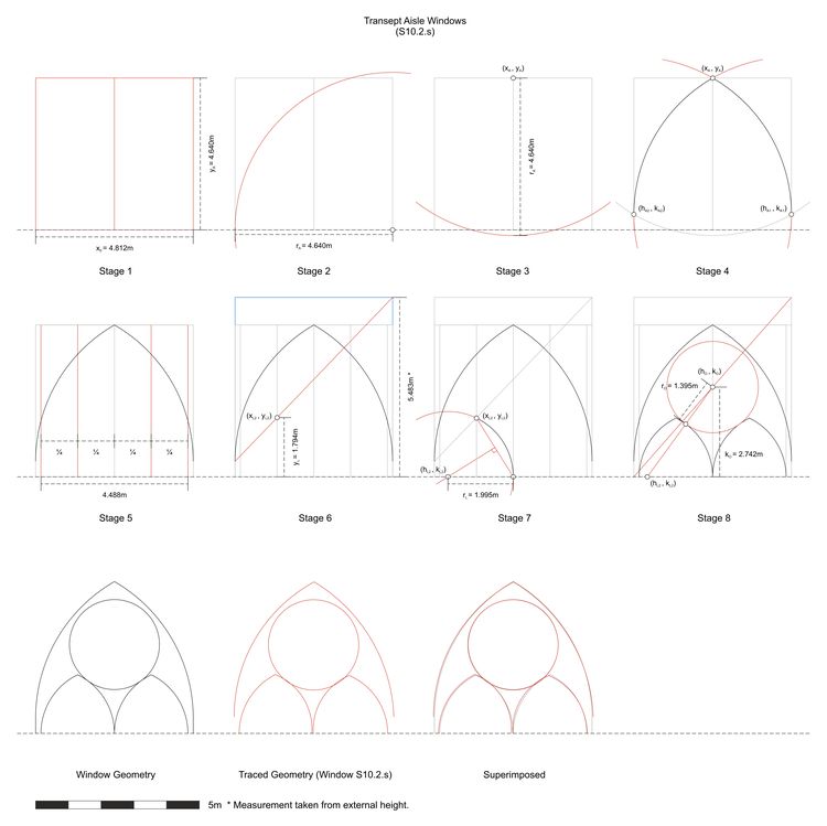 Thumbnail of Hypothesised step-by-step design process for window tracery in window S10.2.s (transept aisle) at Reims Cathedral in France.