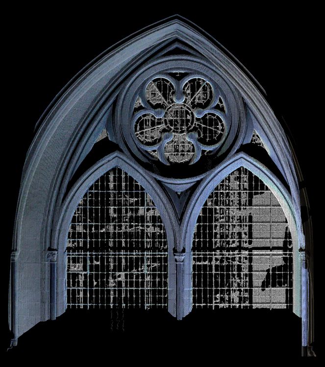 Thumbnail of Orthorectified image of point cloud showing internal section view of tracery in window S5.4.e (south transept) at Westminster Abbey in England (UK).