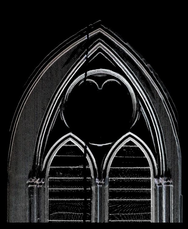 Thumbnail of Orthorectified image of point cloud showing internal section view of tracery in window S6.1.w (south transept) at Westminster Abbey in England (UK).