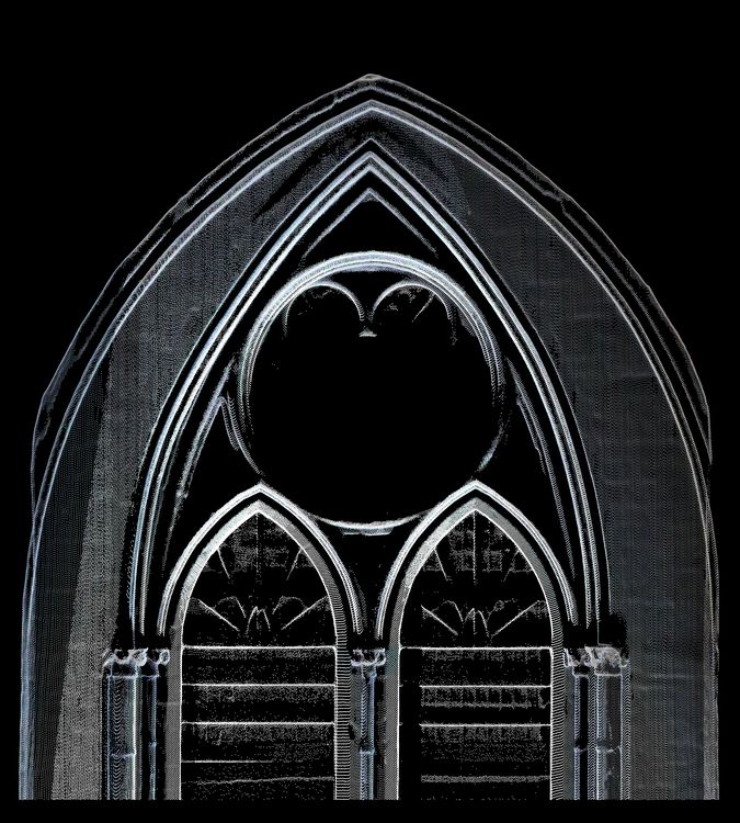 Thumbnail of Orthorectified image of point cloud showing internal section view of tracery in window S6.2.e (south transept) at Westminster Abbey in England (UK).