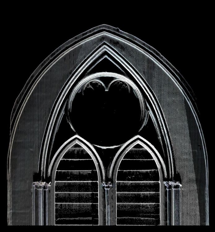 Thumbnail of Orthorectified image of point cloud showing internal section view of tracery in window S6.2.w (south transept) at Westminster Abbey in England (UK).