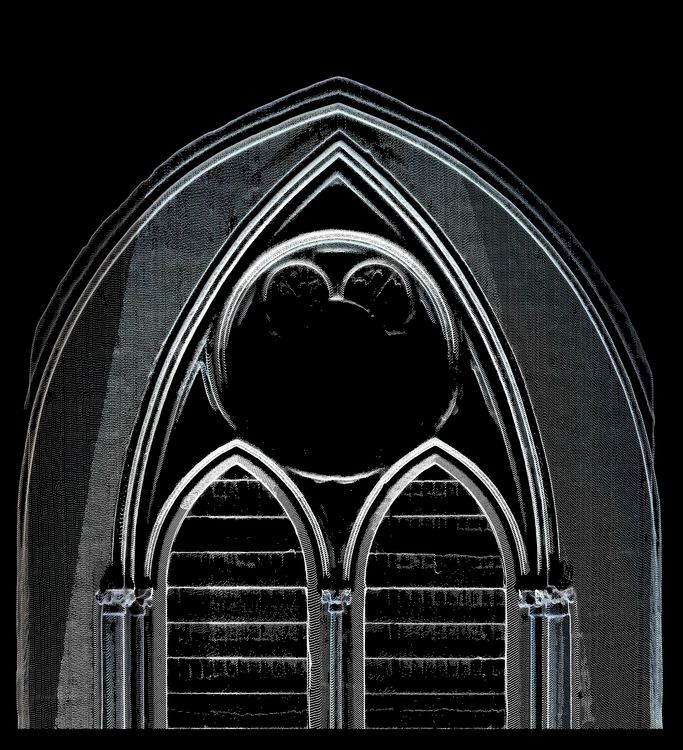 Thumbnail of Orthorectified image of point cloud showing internal section view of tracery in window S6.3.w (south transept) at Westminster Abbey in England (UK).