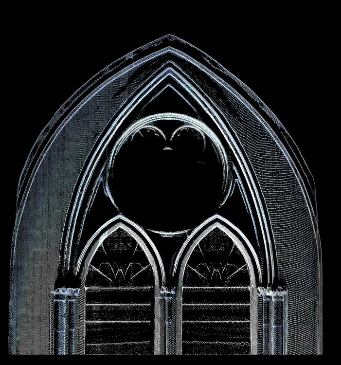 Thumbnail of Orthorectified image of point cloud showing internal section view of tracery in window S6.4.e (south transept) at Westminster Abbey in England (UK).