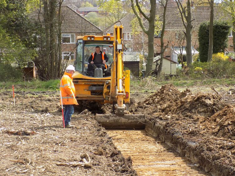 universi1-251657: Site Images from an Archaeological Evaluation at Convent of Our Lady, Hall Lane, Kettering, Northamptonshire, April 2016. Copyright:  University of Leicester Archaeological Services