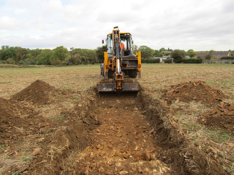 universi1-329972: Site Images from an Archaeological Evaluation at Fenn Close, Nassington, Northamptonshire, October 2018. Copyright:  University of Leicester Archaeological Services