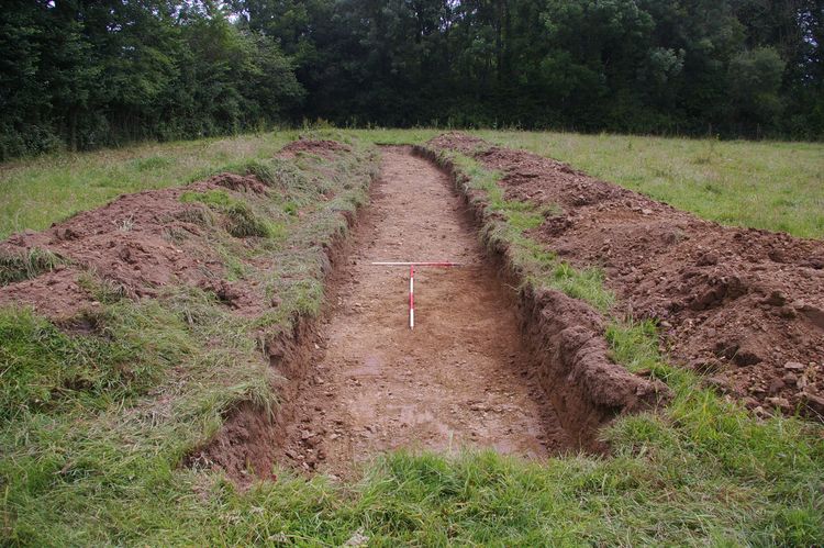 Thumbnail of A shot of Trench 05; looking east-north-east (1m and 2m scales).
