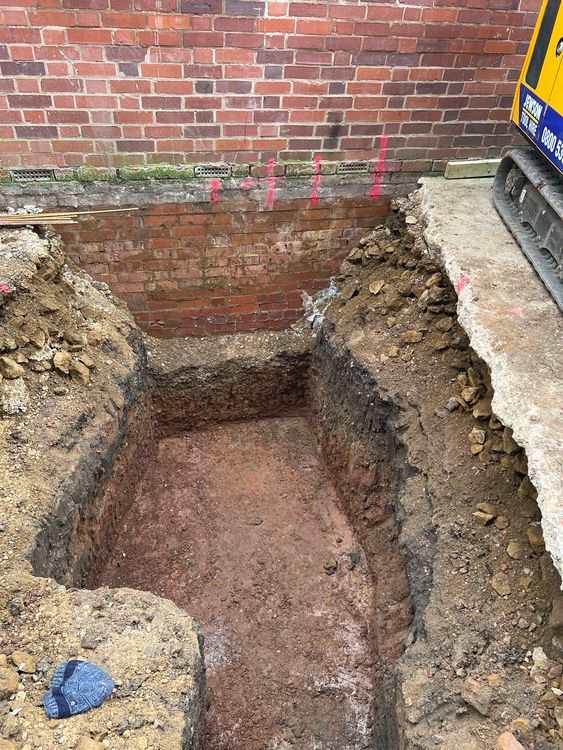 universi1-532681: Images from an Archaeological Watching Brief at 64-66 Market Place, Warwick, Warwickshire, March 2025. Copyright:  University of Leicester Archaeological Services
