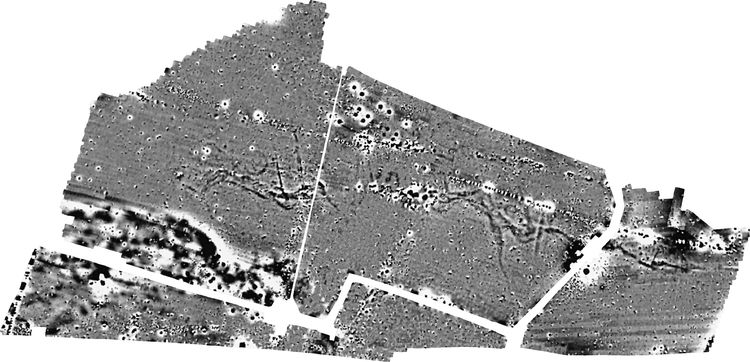 archaeol20-534075: Digital Archive from a Magnetometer Survey at Wick Solar Farm, Melksham, Wiltshire, March 2024. Copyright:  Archaeological Surveys Ltd