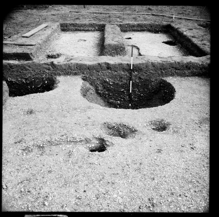 Thumbnail of 10-1 View looking E of trench AII with scale