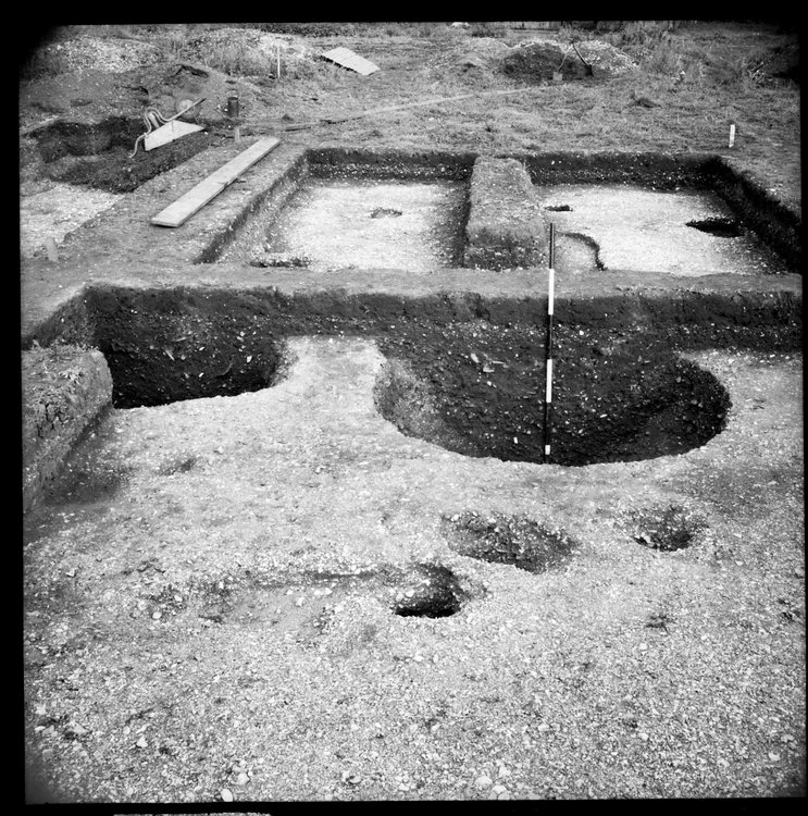 Thumbnail of 12-2 View looking E of pits in trench AII with scale