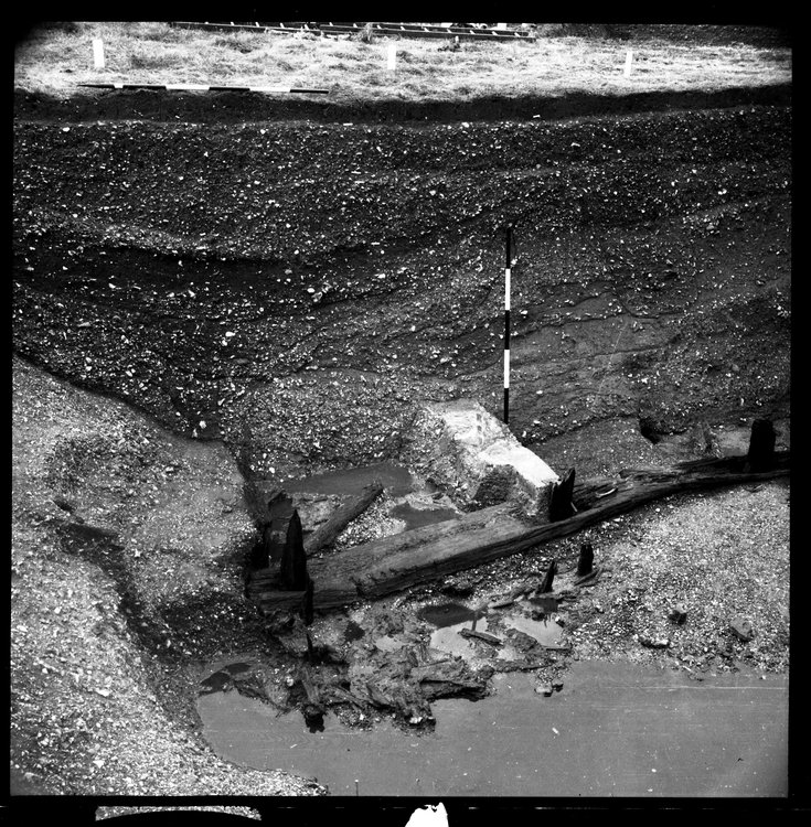 Thumbnail of 27-1 View looking N of Beam A and N section of Great Ditch I with scale - 2