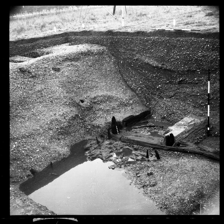 Thumbnail of 27-3 View looking N of Beam A and N section of Great Ditch I with scale - 4