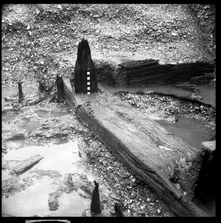 Thumbnail of 29-6 Close up of W most post in Beam A in Great Ditch I with scale