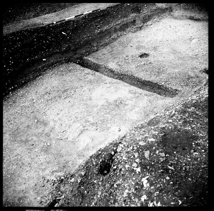 Thumbnail of 47-11 View looking NW of beam slots in Great Ditch II middle section with scale
