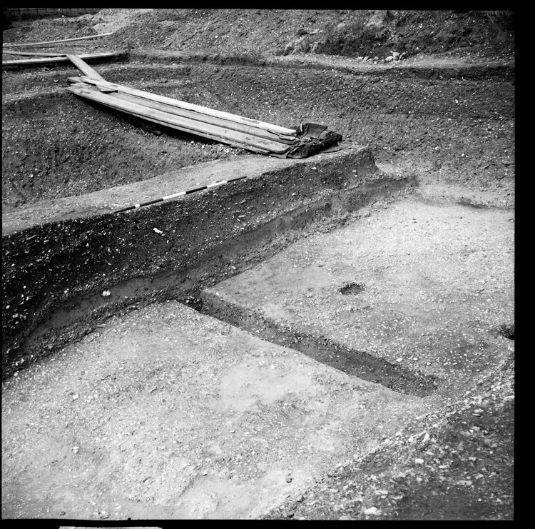 Thumbnail of 47-12 View looking NW of beam slots in Great Ditch II middle section with scale