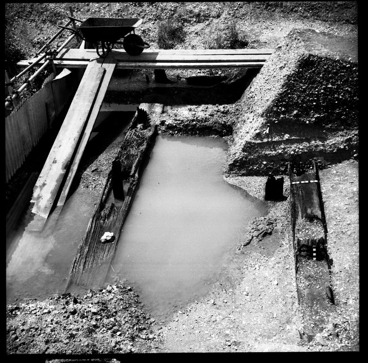 Thumbnail of 48-9 View looking W of Beams A and B in Great Ditch II middle section with scale