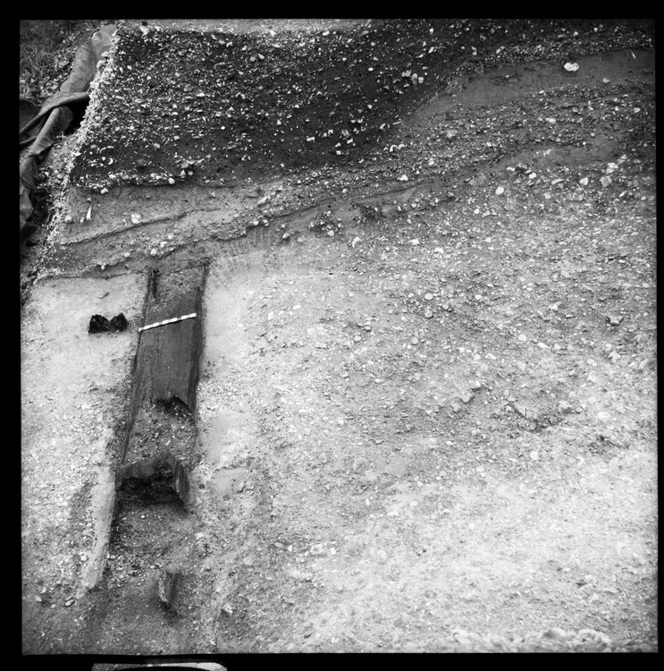 Thumbnail of 50-3 View looking W of Beam B in Great Ditch II middle section with scale