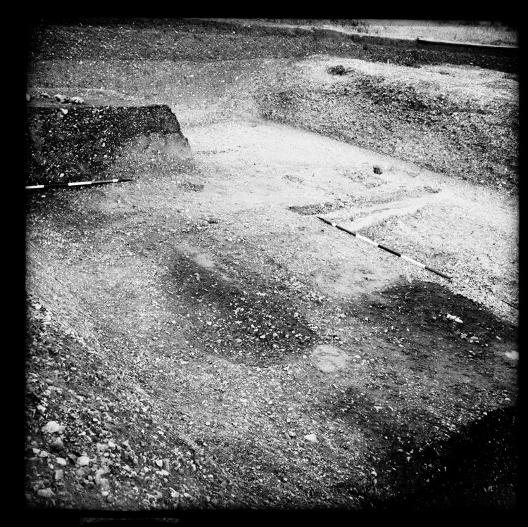Thumbnail of 57-12 View looking NE of Beams B and C during excavation in Great Ditch II with scale