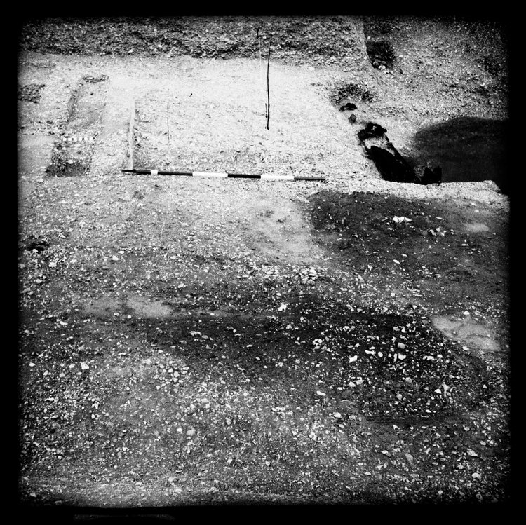 Thumbnail of 57-9 View looking E of Beams B and C during excavation in Great Ditch II with scale