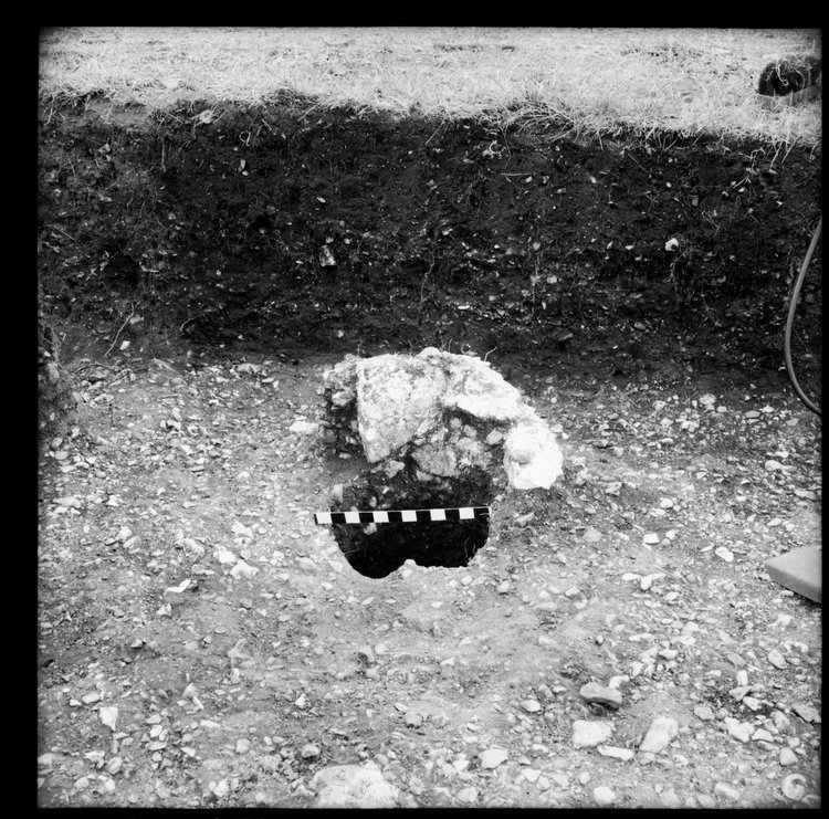 Thumbnail of 9-2 View looking E of post hole with chalk in trench PC II