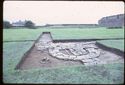 Thumbnail of 1972 photograph of Trench B2, Site XXIII (Outer Courtyard), looking north, showing semicircular tower footing.