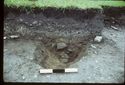 Thumbnail of 1974 photograph of trench in Area B, Site XXIII (Outer Courtyard), showing section of pit.