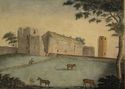 Thumbnail of 1791 watercolour by D. Martin, showing ruins of Long Gallery and standing tower.