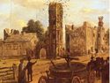 Thumbnail of c.1860 painting by J.H. Brammall, showing ruins of buildings at South Range as it appeared before 1793.