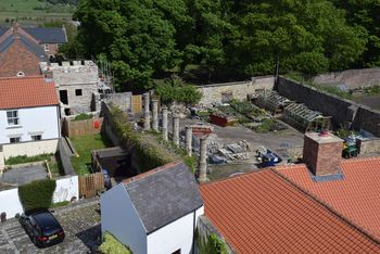 Archaeological Monitoring and Recording at Auckland Castle: View of the site seen from the Welcome Tower to the south-west