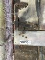 Thumbnail of North bay. Forged iron latch on entrance door. Facing W