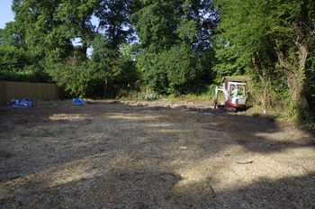 Pre-excavation shot of site, viewed from the North East